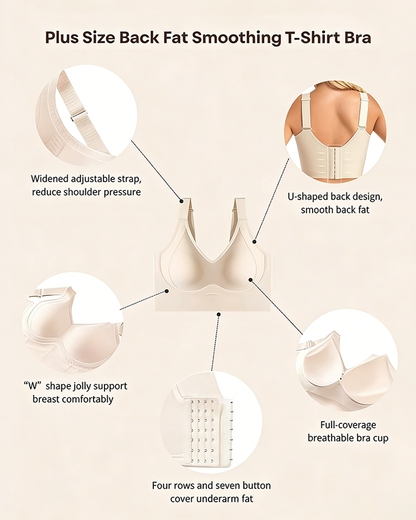 Plus Size Back Smoothing Seamless Push Up Jelly Bra