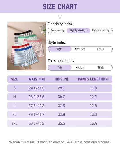 Striped Soft Breathable Boyshort Panties (5 Pack)